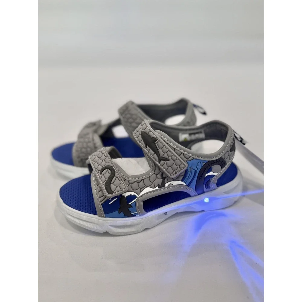 Carter's Tanis Shark Light Up Sandals Adjustable Straps Toddler Boys Size 11 NEW